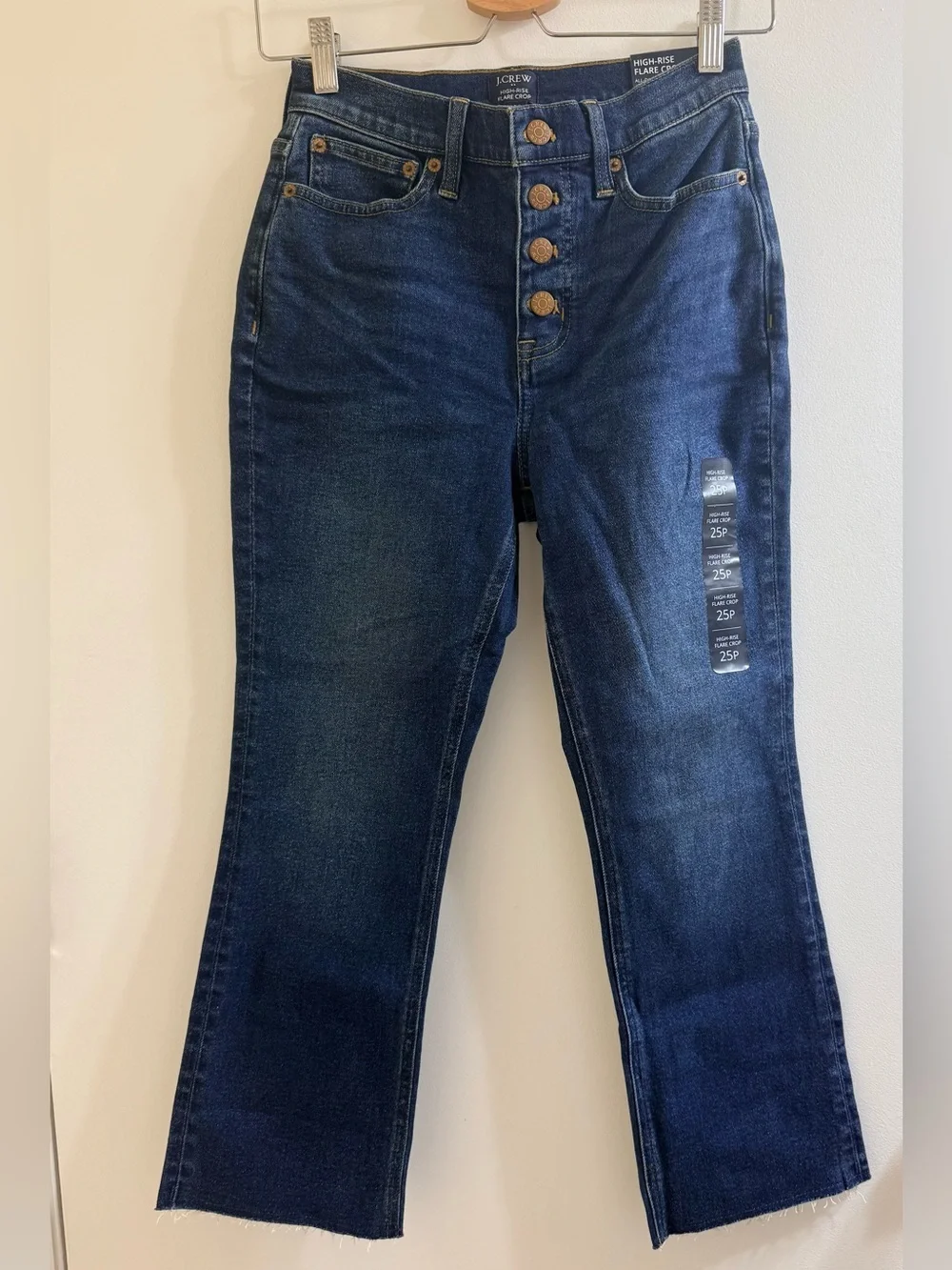 J.Crew High-Rise Flare Crop Jeans Button Fly Dark Wash 25P Petite NWT